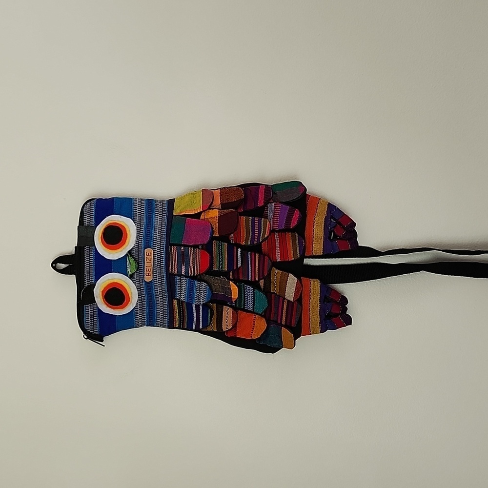Owl backpack purse multicolor rainbow Belize kidcore clowncore